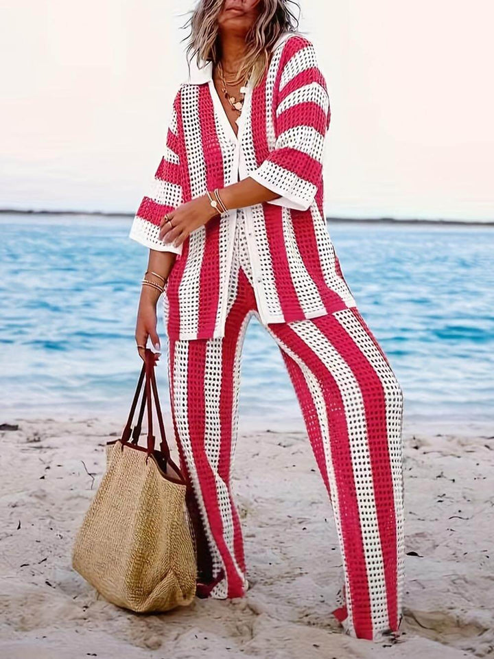 Rosea Trendy two-piece striped set: shirt and pants