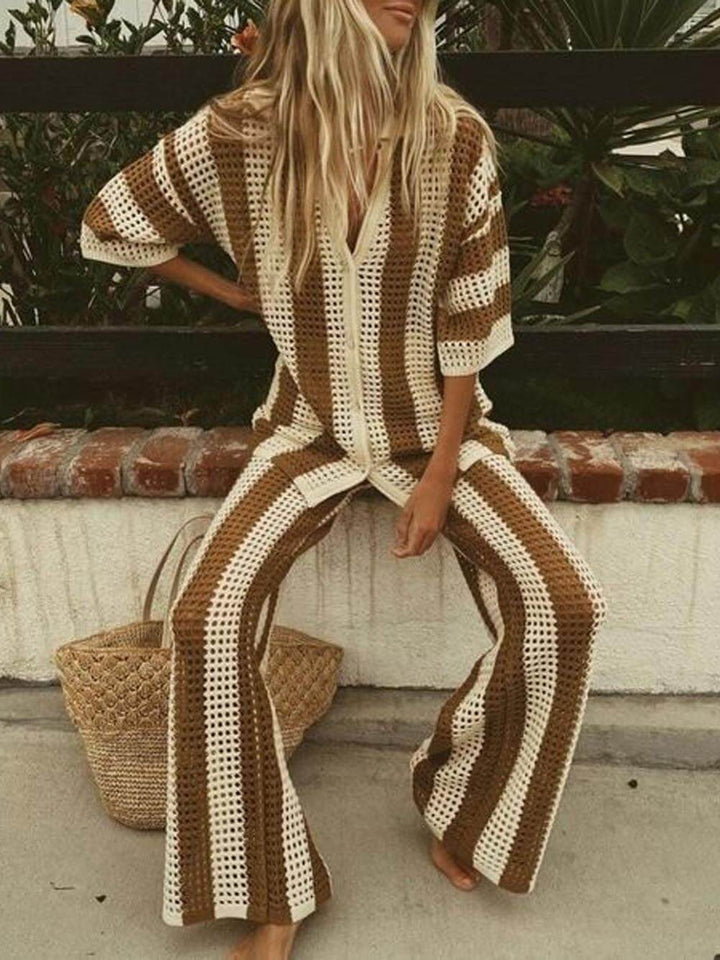 Rosea Trendy two-piece striped set: shirt and pants