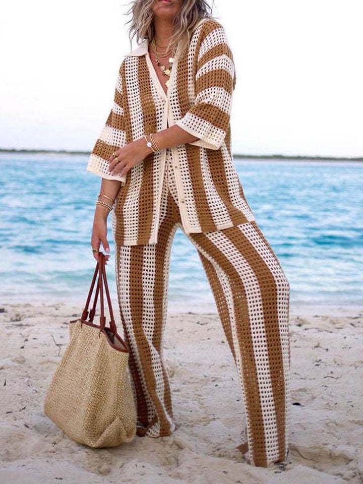 Rosea Trendy two-piece striped set: shirt and pants