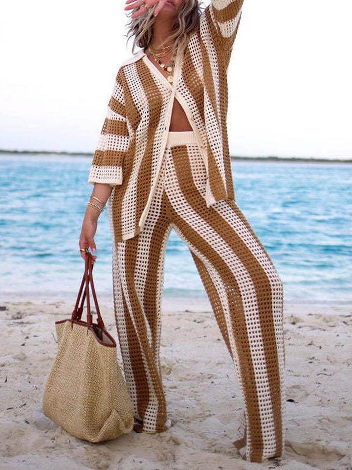 Rosea Trendy two-piece striped set: shirt and pants