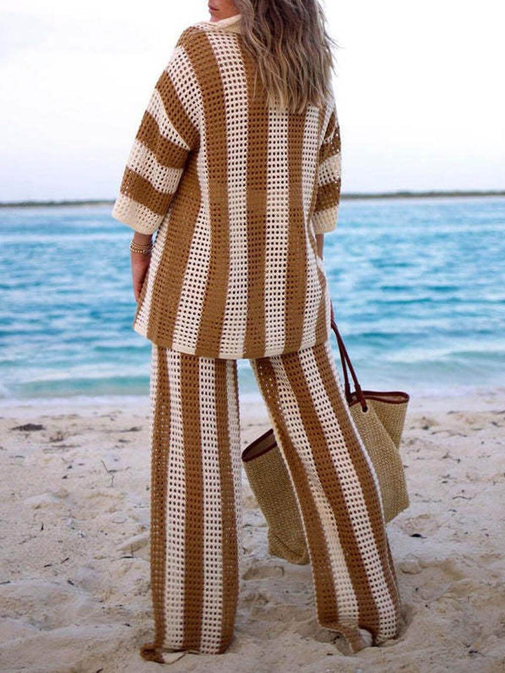 Rosea Trendy two-piece striped set: shirt and pants