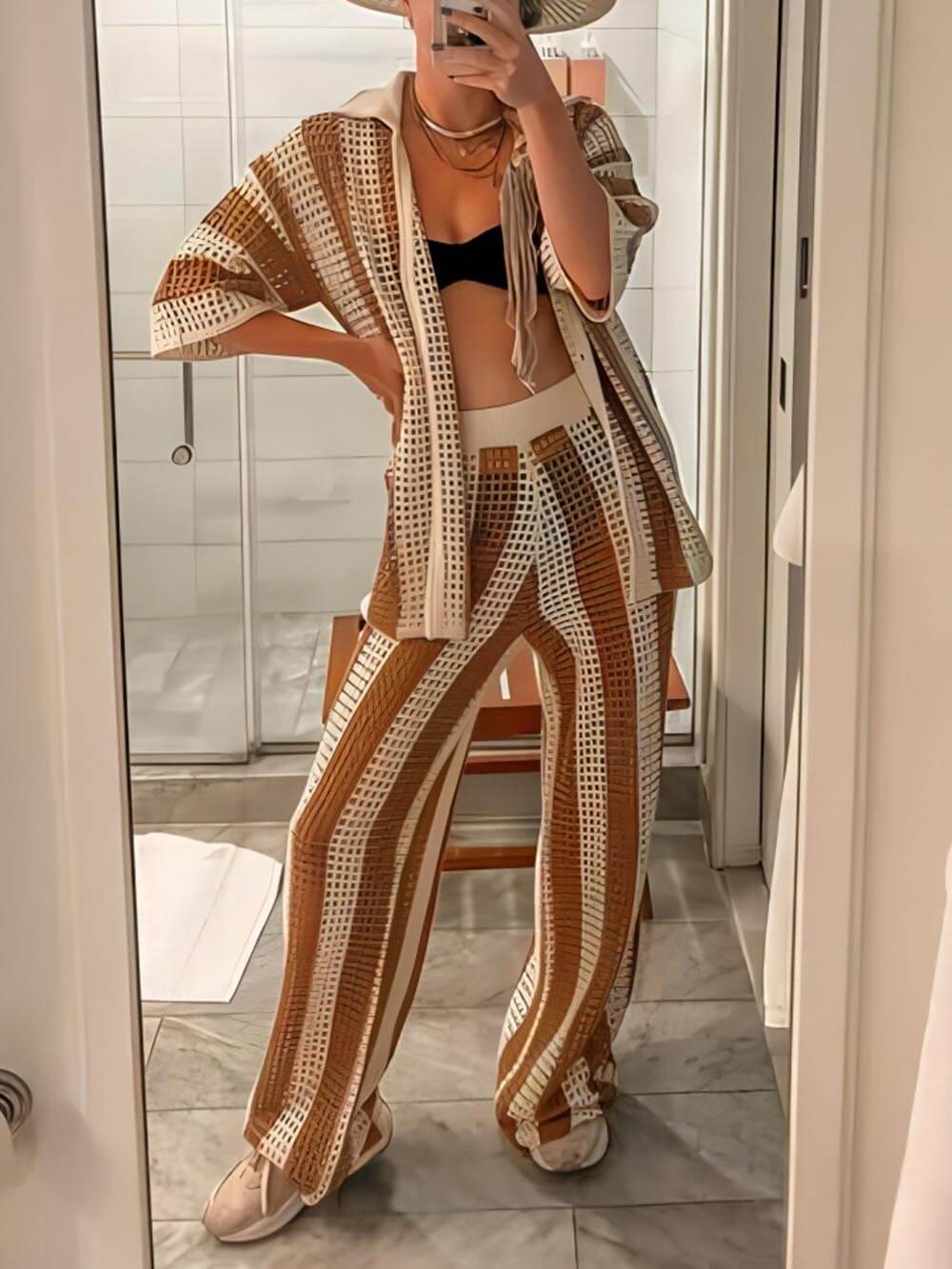Rosea Trendy two-piece striped set: shirt and pants