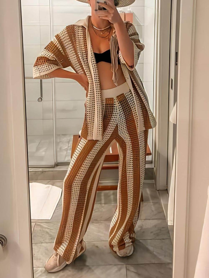 Rosea Trendy two-piece striped set: shirt and pants