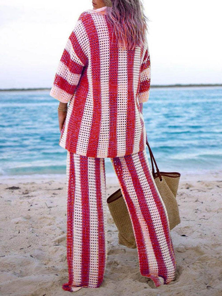 Rosea Trendy two-piece striped set: shirt and pants
