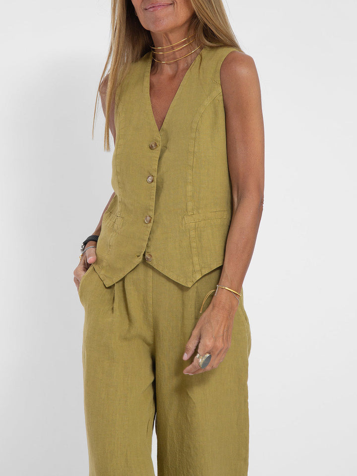 Set of Rosea button-up waistcoat and wide-leg trousers