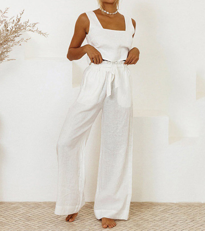Rosea Minimalist Top and Wide Leg Pants Set