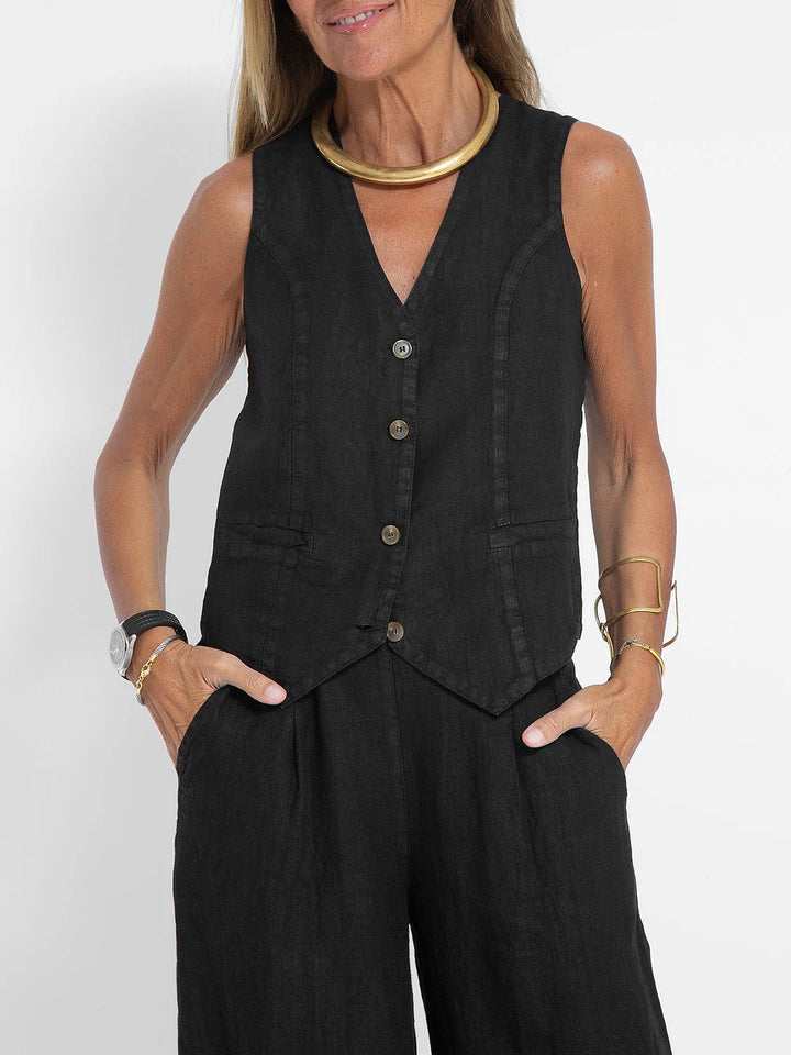 Set of Rosea button-up waistcoat and wide-leg trousers