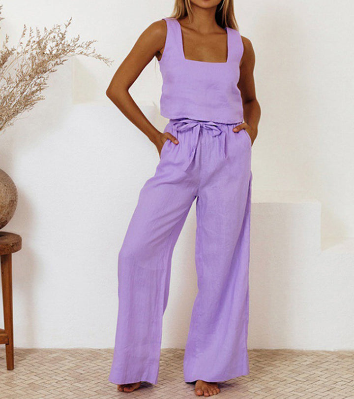 Rosea Minimalist Top and Wide Leg Pants Set