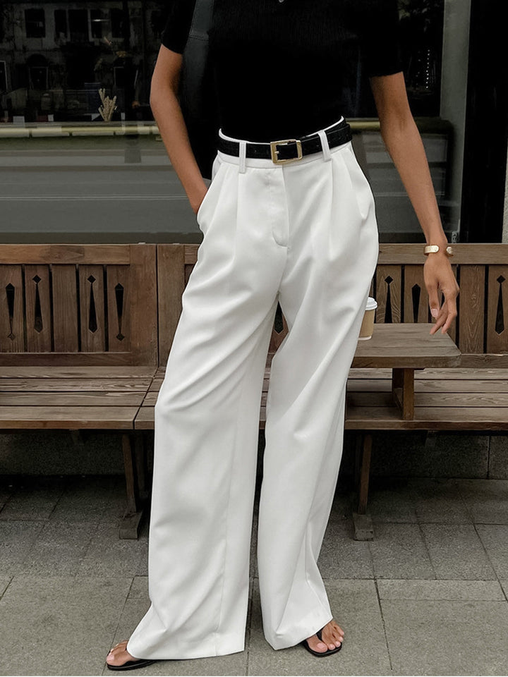 Pink wide leg straight leg trousers without belt 