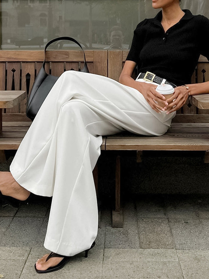 Pink wide leg straight leg trousers without belt 
