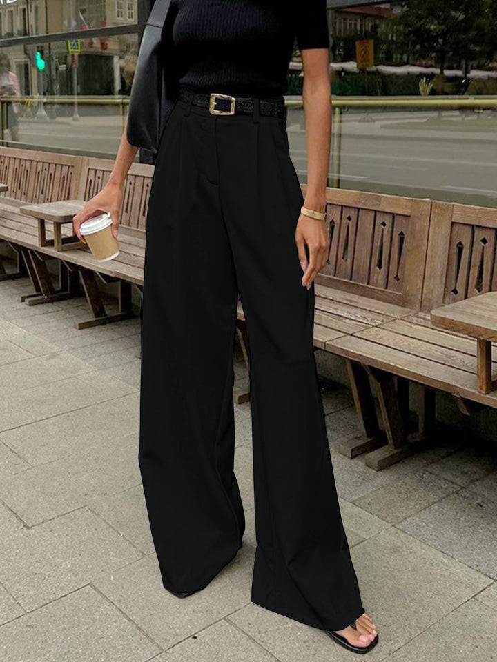 Pink wide leg straight leg trousers without belt 