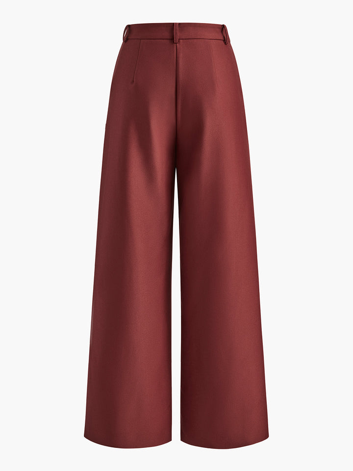 Pink wide leg straight leg trousers without belt 