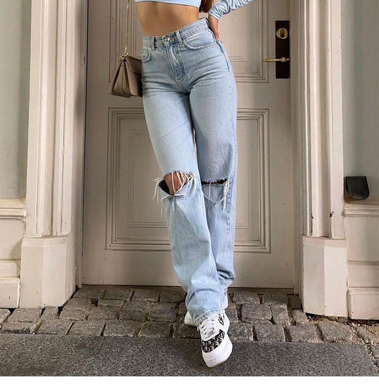 Rosea high waist distressed denim pants