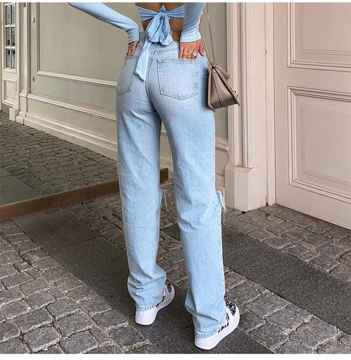 Rosea high waist distressed denim pants