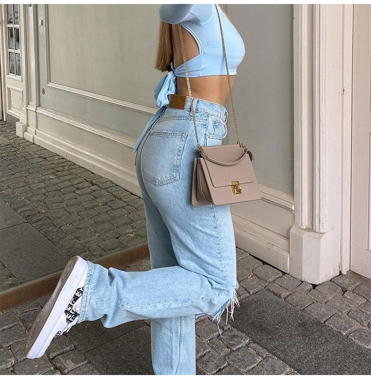 Rosea high waist distressed denim pants