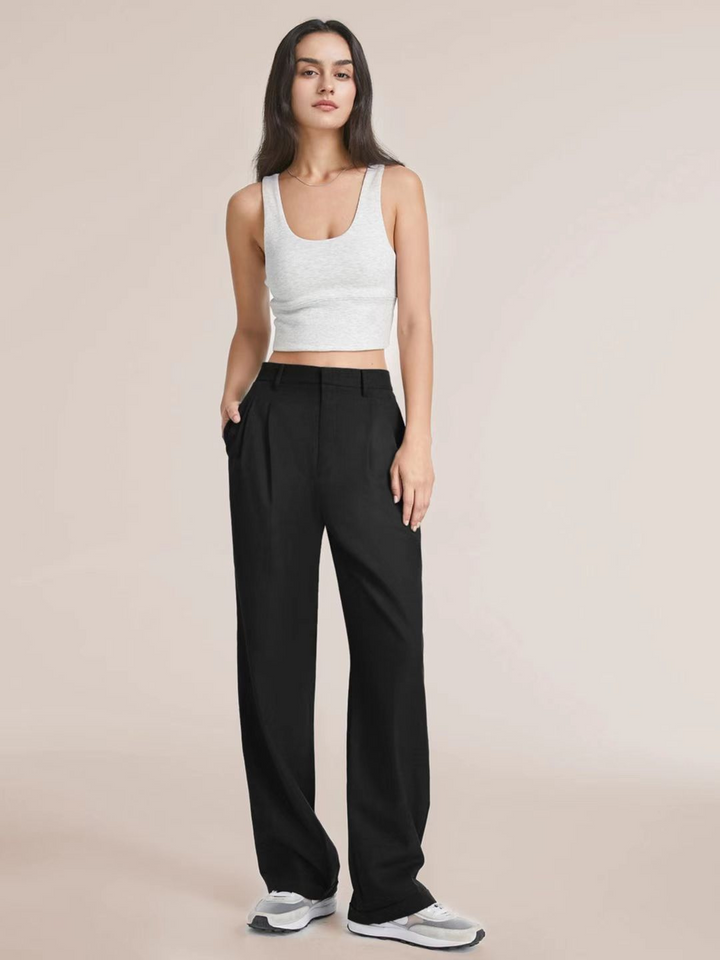 Rosea Elegant Black Tailored Trousers