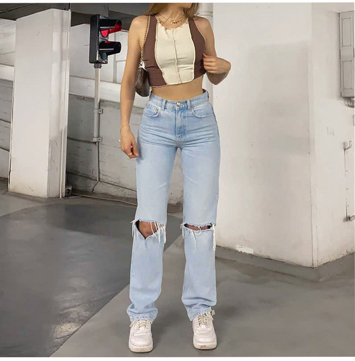 Rosea high waist distressed denim pants
