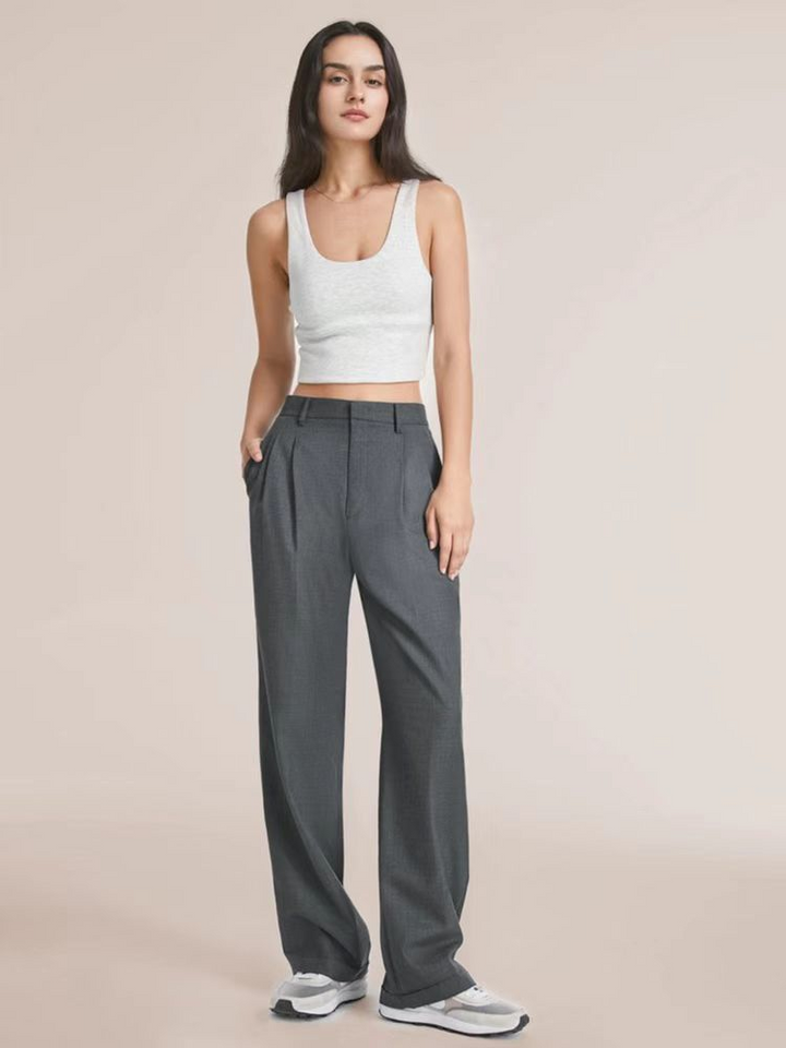 Rosea Elegant Black Tailored Trousers
