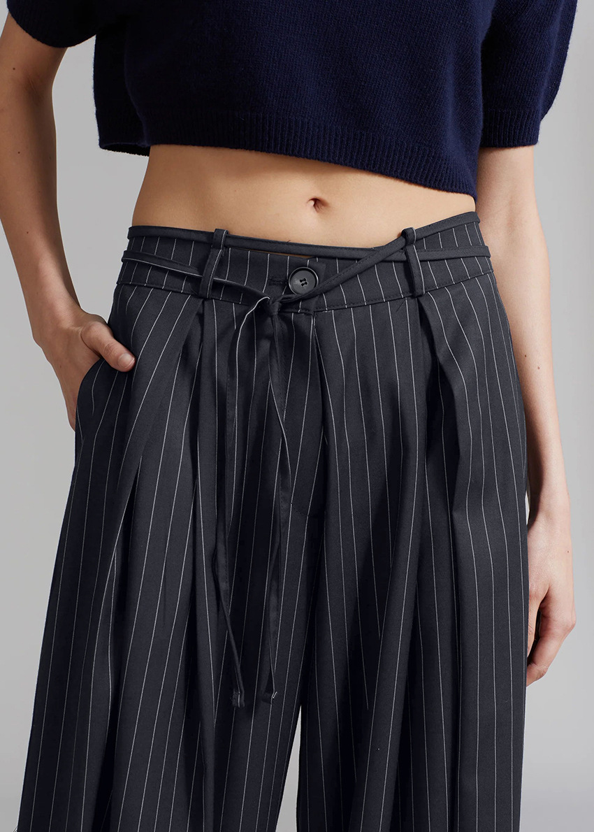 Pink striped wide leg trousers