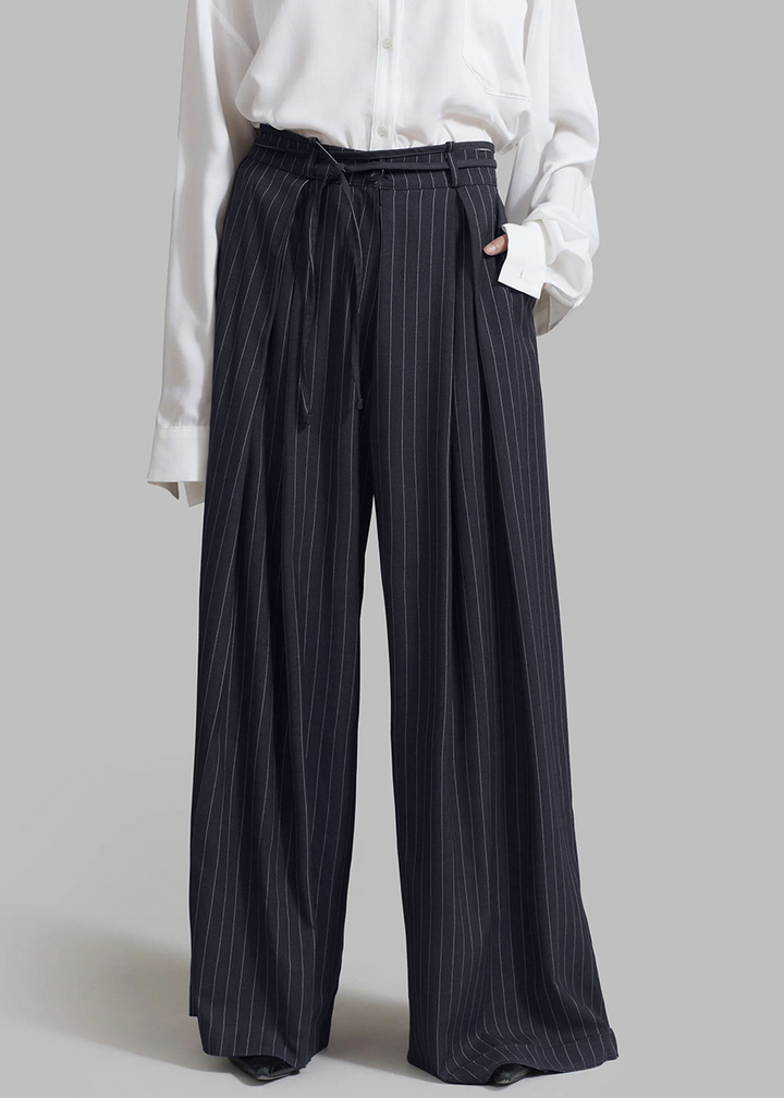 Pink striped wide leg trousers
