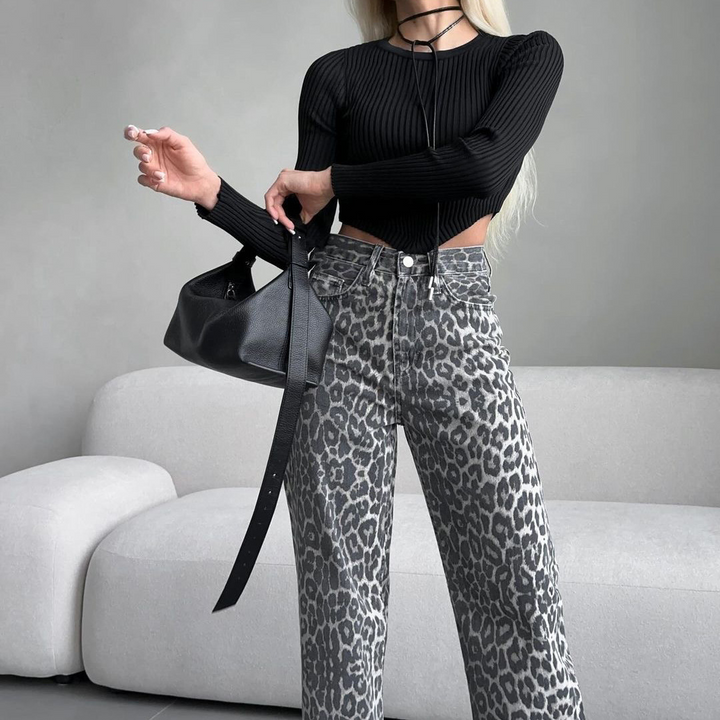 Rosea Leopard Allover Jeans
