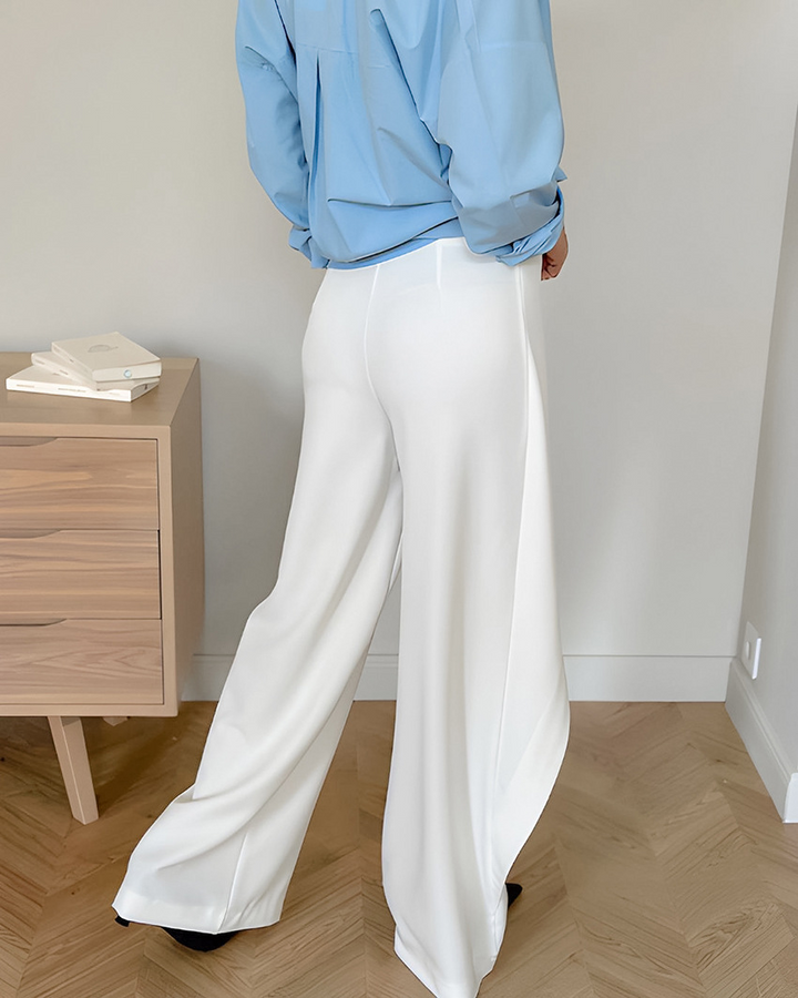Pink asymmetric wide leg trousers