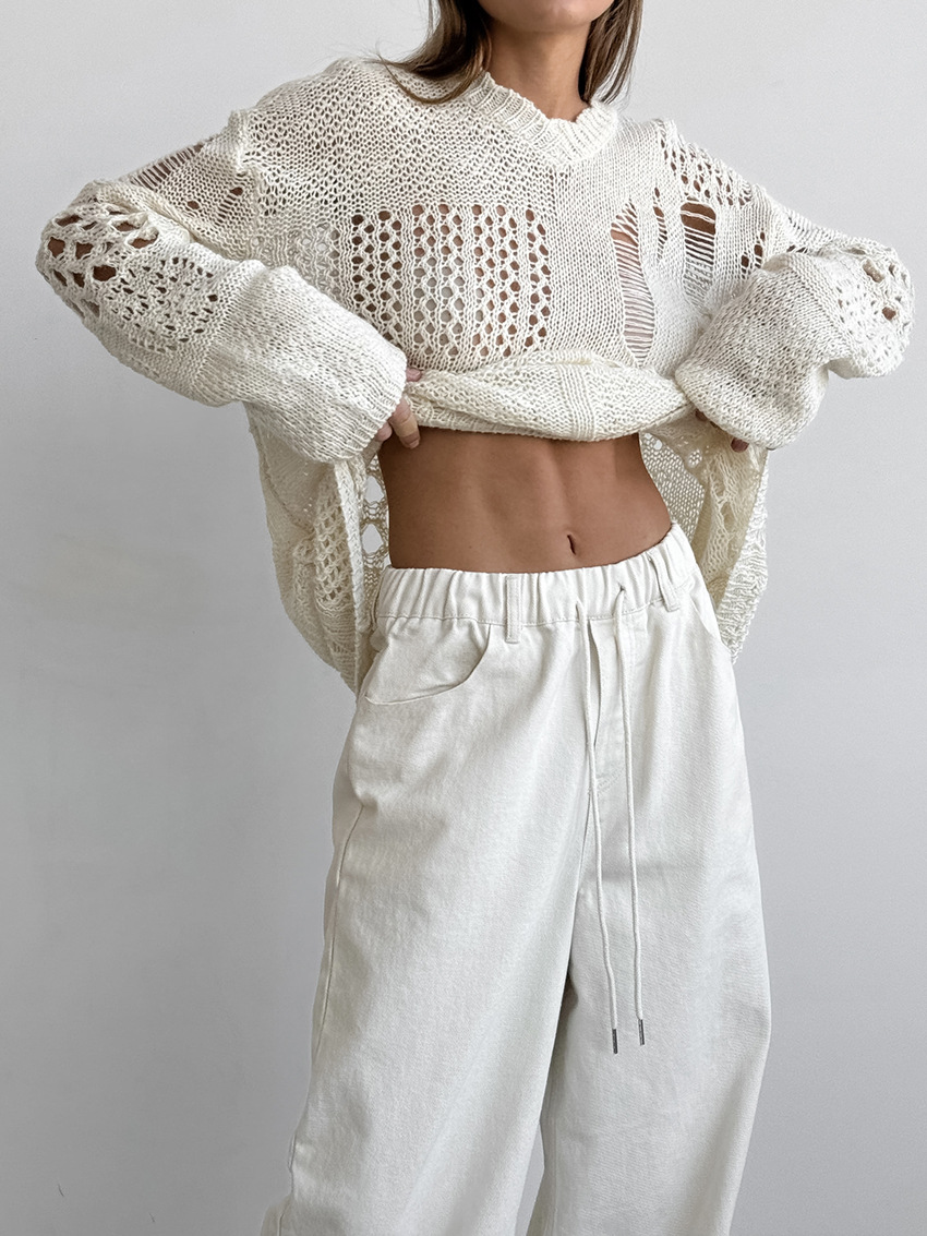 Pink white straight leg trousers