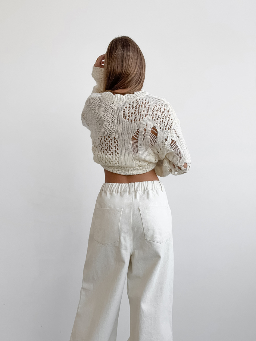 Pink white straight leg trousers