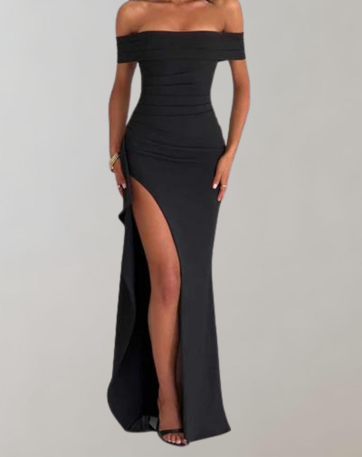 Ivara - Elegancka sukienka wieczorowa z odpinanymi rękawami i smukłą sylwetką