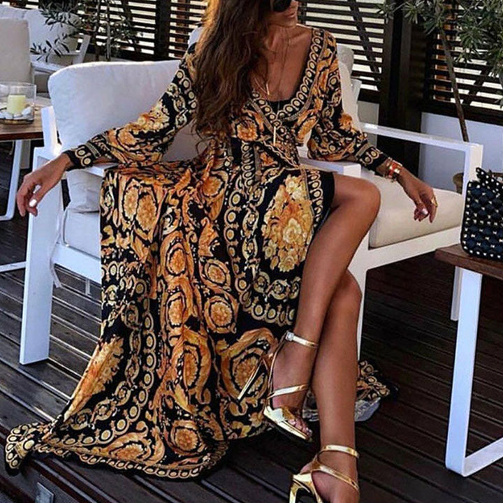 Melody - Urocza boho sukienka maxi z dekoltem w serek na lato