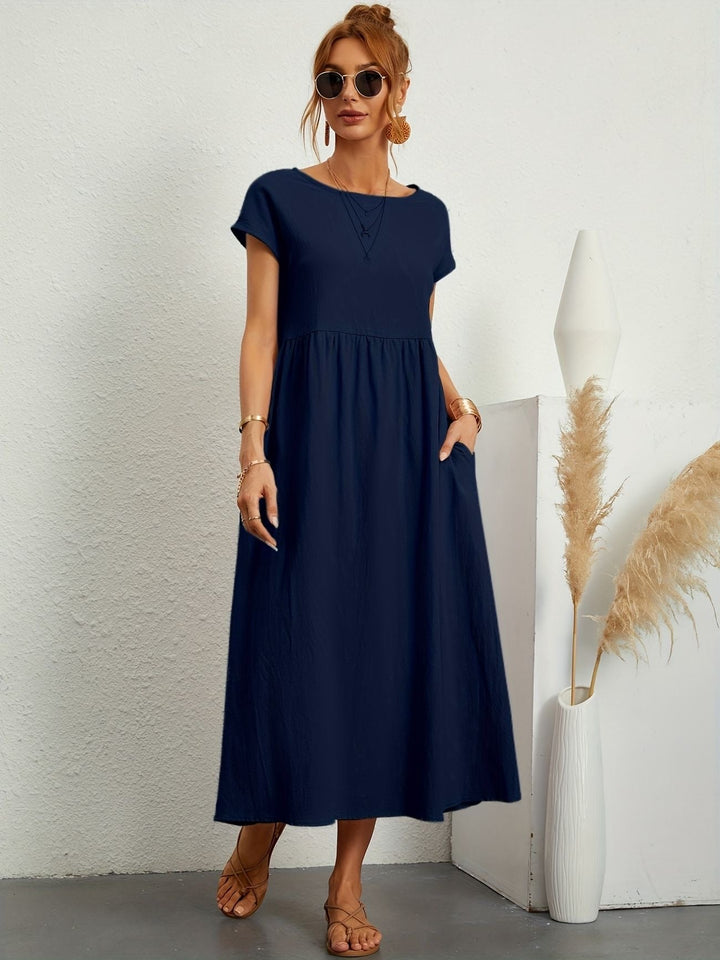 Kimber - Elegancka dziewczęca sukienka midi z okrągłym dekoltem dla modnych kobiet
