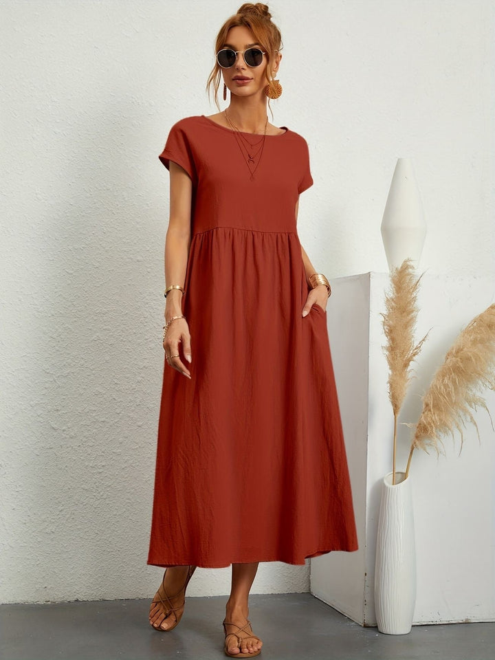 Kimber - Elegancka dziewczęca sukienka midi z okrągłym dekoltem dla modnych kobiet