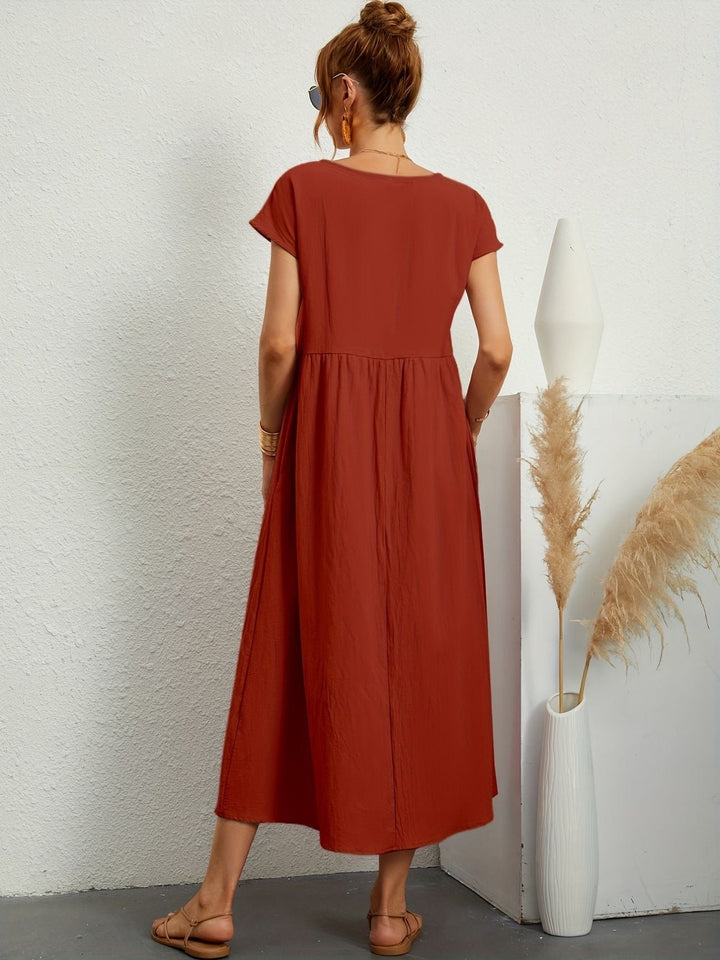 Kimber - Elegancka dziewczęca sukienka midi z okrągłym dekoltem dla modnych kobiet