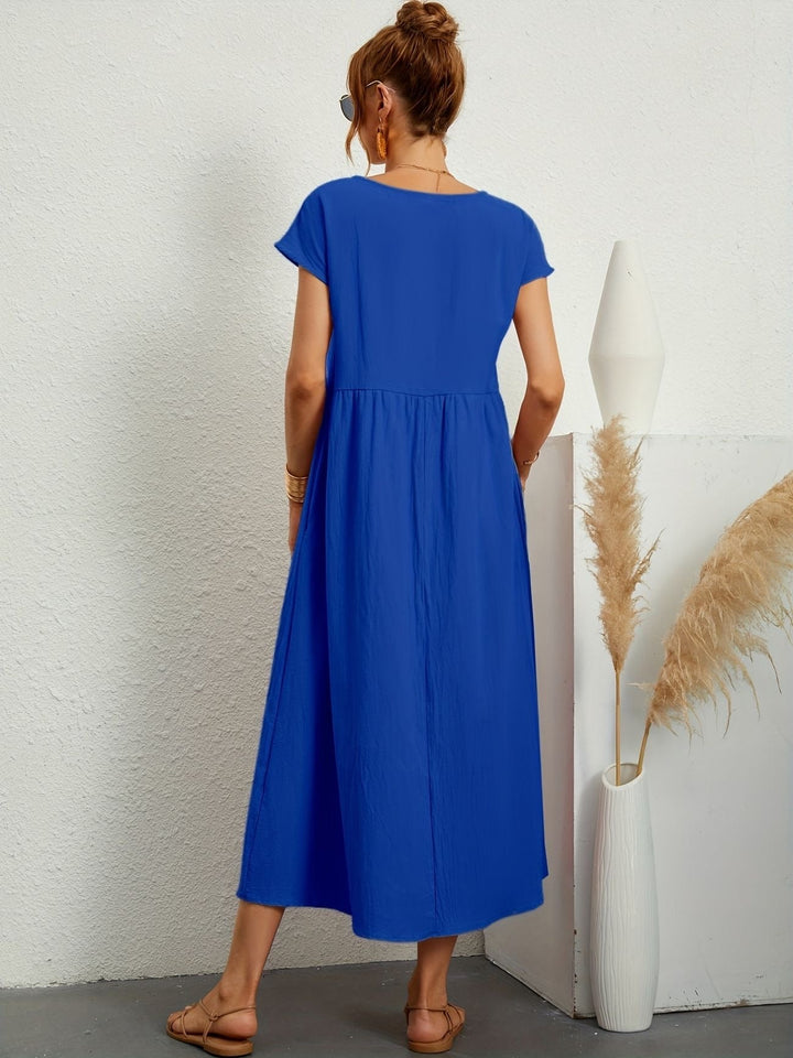 Kimber - Elegancka dziewczęca sukienka midi z okrągłym dekoltem dla modnych kobiet