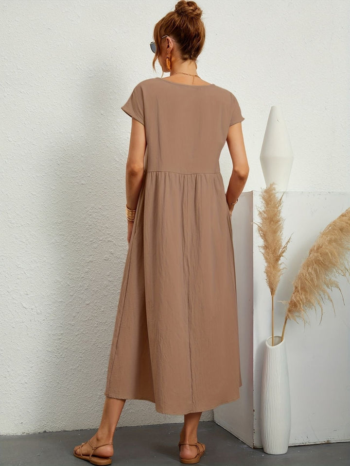Kimber - Elegancka dziewczęca sukienka midi z okrągłym dekoltem dla modnych kobiet