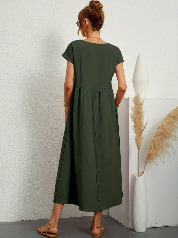 Kimber - Elegancka dziewczęca sukienka midi z okrągłym dekoltem dla modnych kobiet
