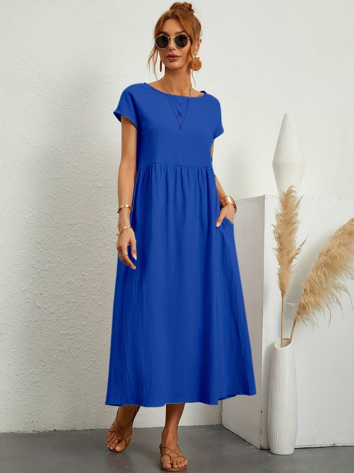 Kimber - Elegancka dziewczęca sukienka midi z okrągłym dekoltem dla modnych kobiet