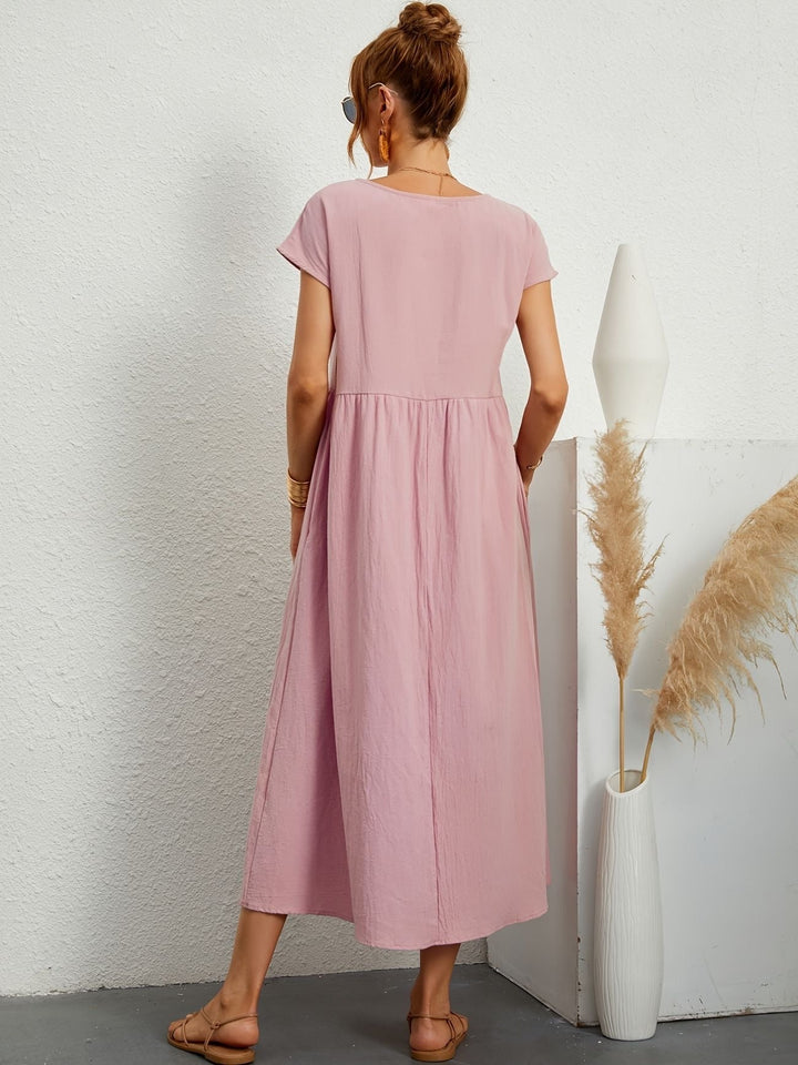 Kimber - Elegancka dziewczęca sukienka midi z okrągłym dekoltem dla modnych kobiet