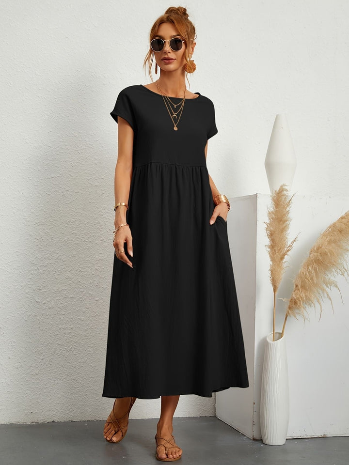 Kimber - Elegancka dziewczęca sukienka midi z okrągłym dekoltem dla modnych kobiet