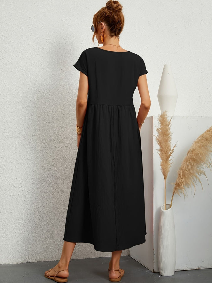 Kimber - Elegancka dziewczęca sukienka midi z okrągłym dekoltem dla modnych kobiet