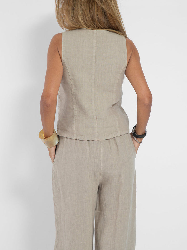 Set of Rosea button-up waistcoat and wide-leg trousers