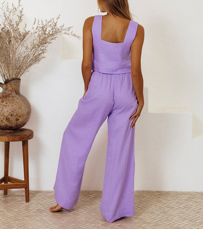 Rosea Minimalist Top and Wide Leg Pants Set