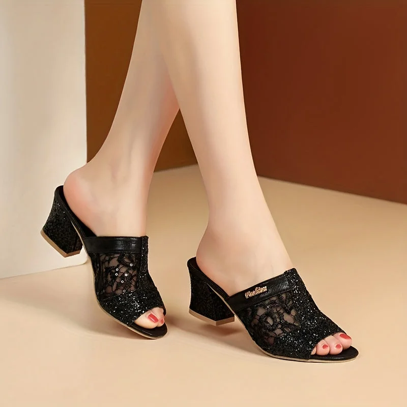 Quina | Women's sandals decorated with glitter sequins