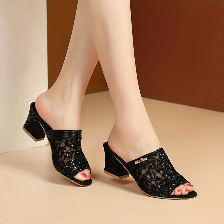 Quina | Women's sandals decorated with glitter sequins