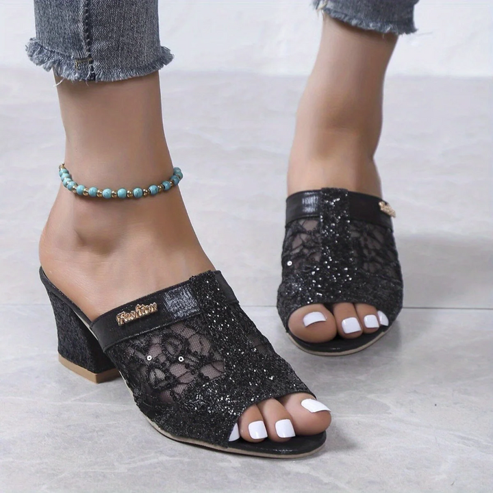Quina | Women's sandals decorated with glitter sequins