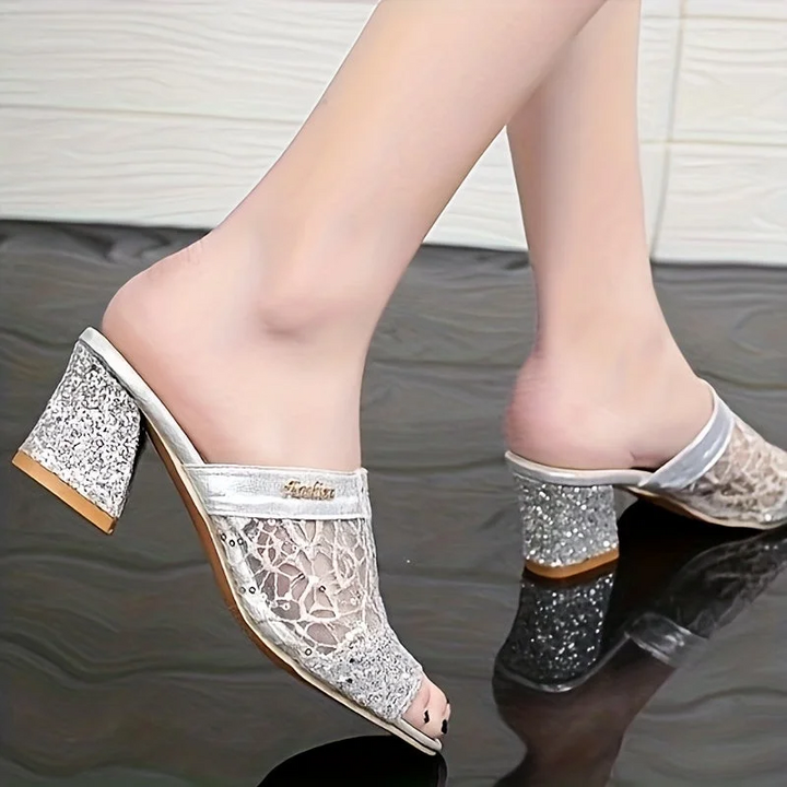 Quina | Women's sandals decorated with glitter sequins