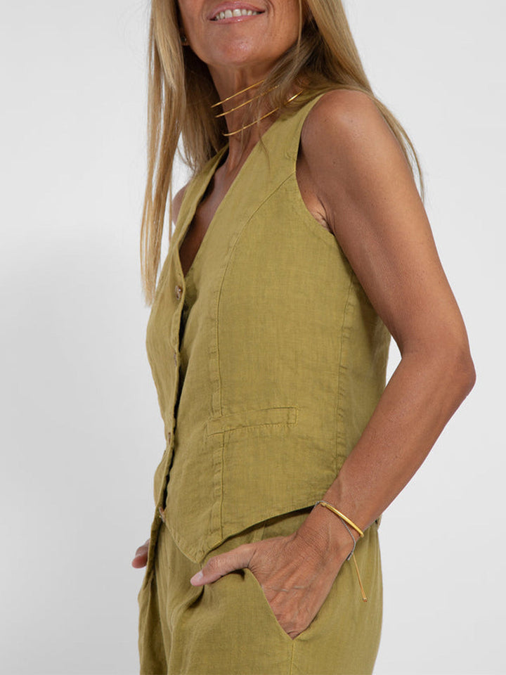 Set of Rosea button-up waistcoat and wide-leg trousers