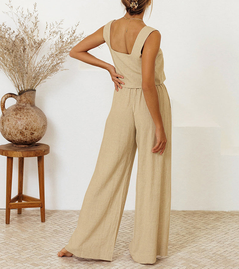 Rosea Minimalist Top and Wide Leg Pants Set