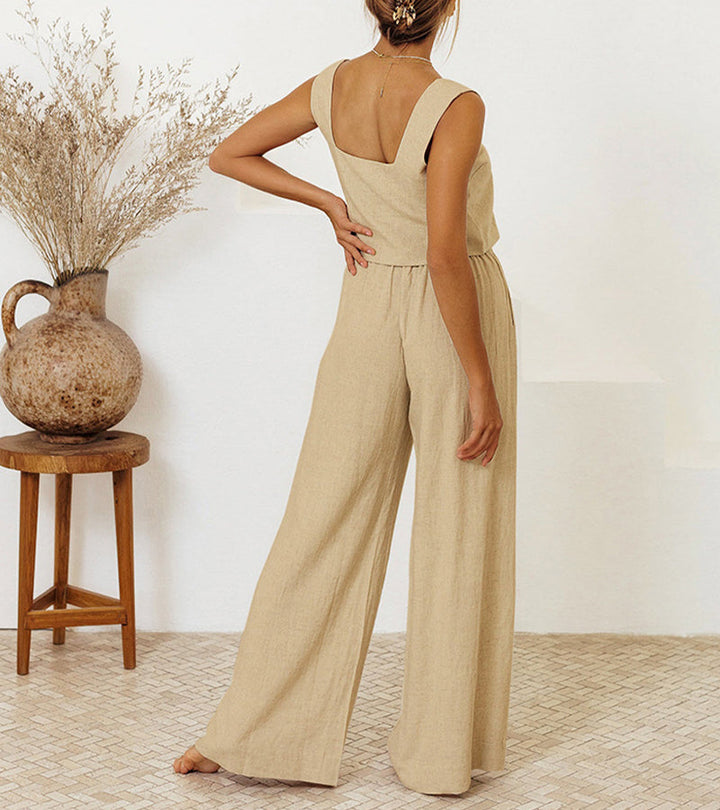 Rosea Minimalist Top and Wide Leg Pants Set