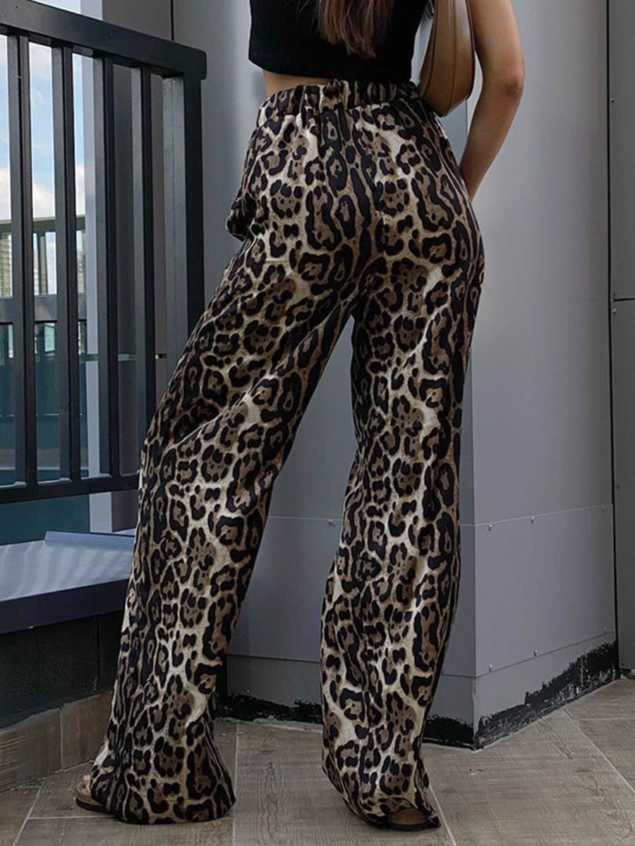 Rosea Leopard Print Wide Leg Trousers